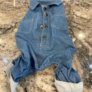 Denim Dog Jumpsuit with Button Details